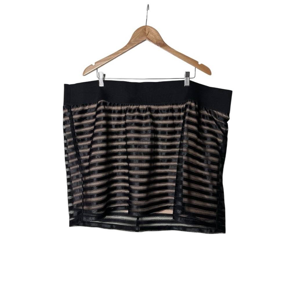 TORRID Womens Black Mesh Striped Pull On Mini SKIRT 3